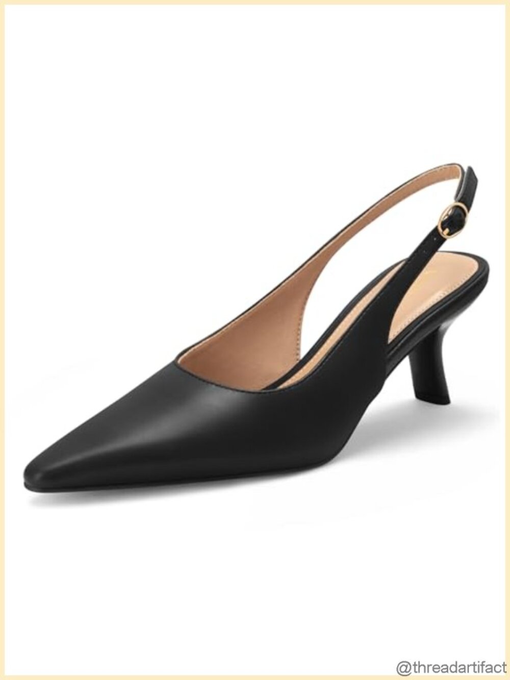 Women's Slingback Kitten Heel Pumps Faux Leather Pointed Toe Dress Shoes